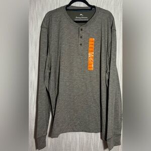 Tommy Bahama Men's Gray Long Sleeve Henley Shirt